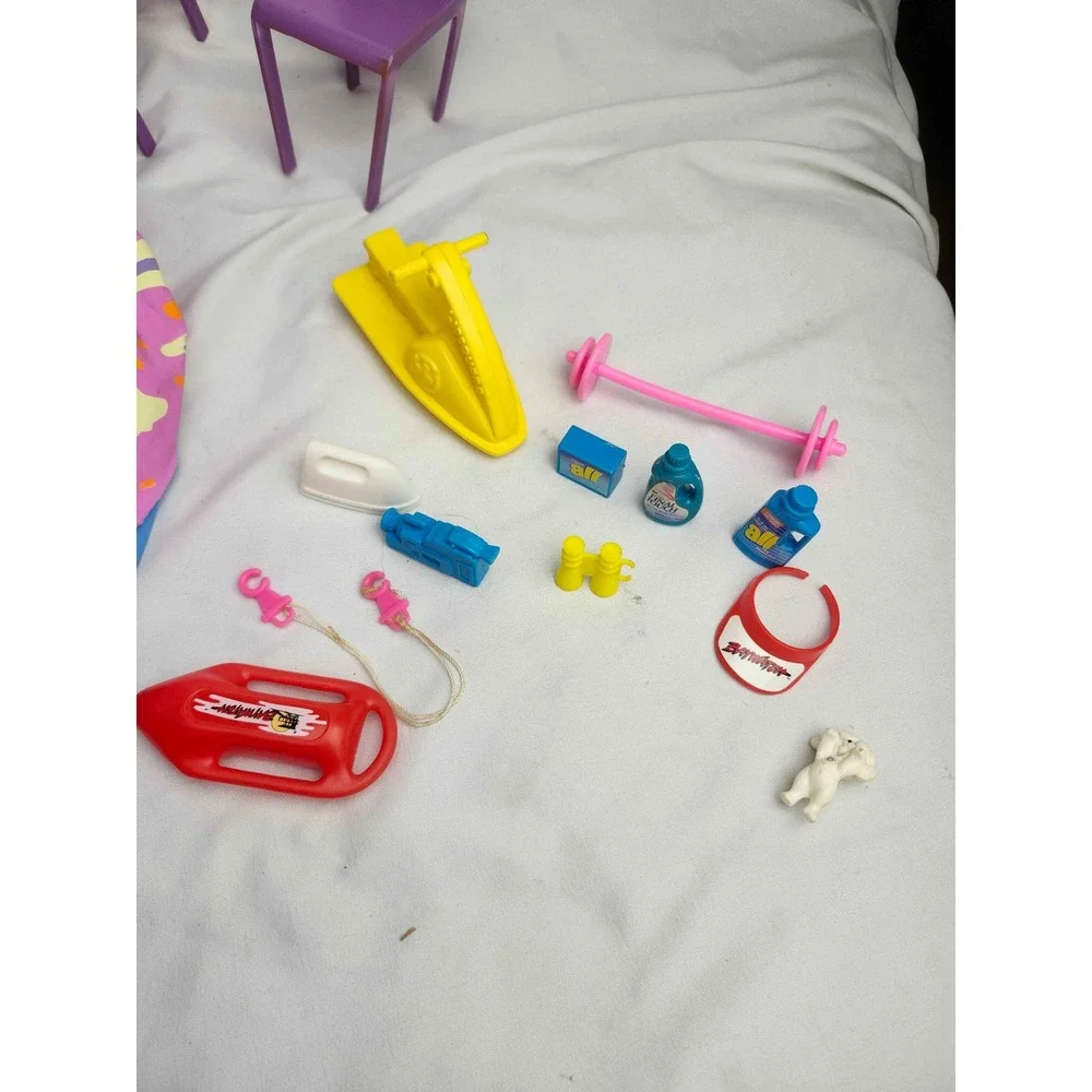 Vintage Barbie Accessory Lot Baywatch Pool Vending Machine Jet Ski Chairs Mixed
